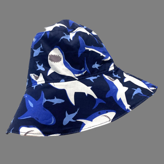 Teacups n Quilts- "Sharks" Fabric Hat- Adult Size