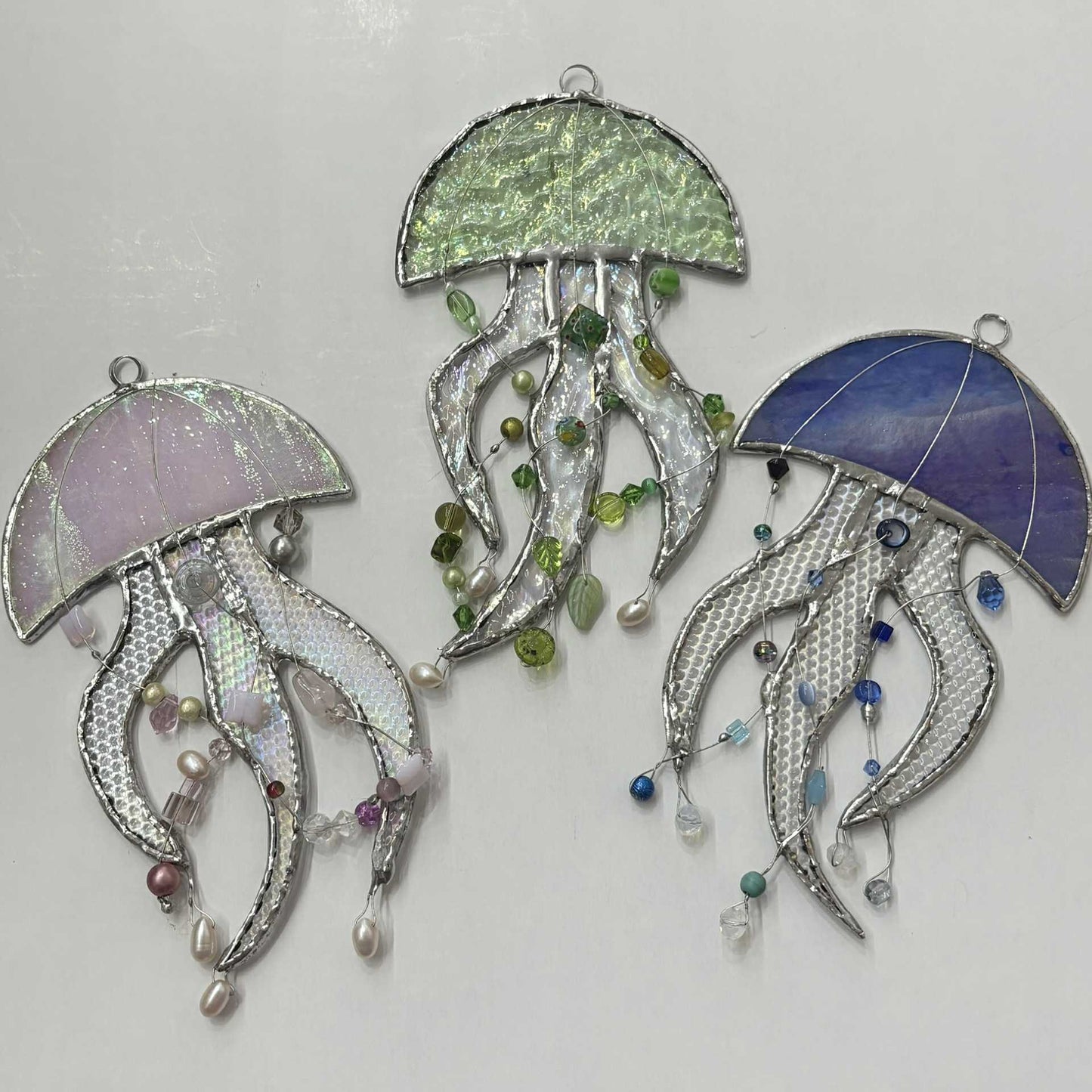 SWAN GLASS -STAINED GLASS JELLYFISH - SOFT PINK