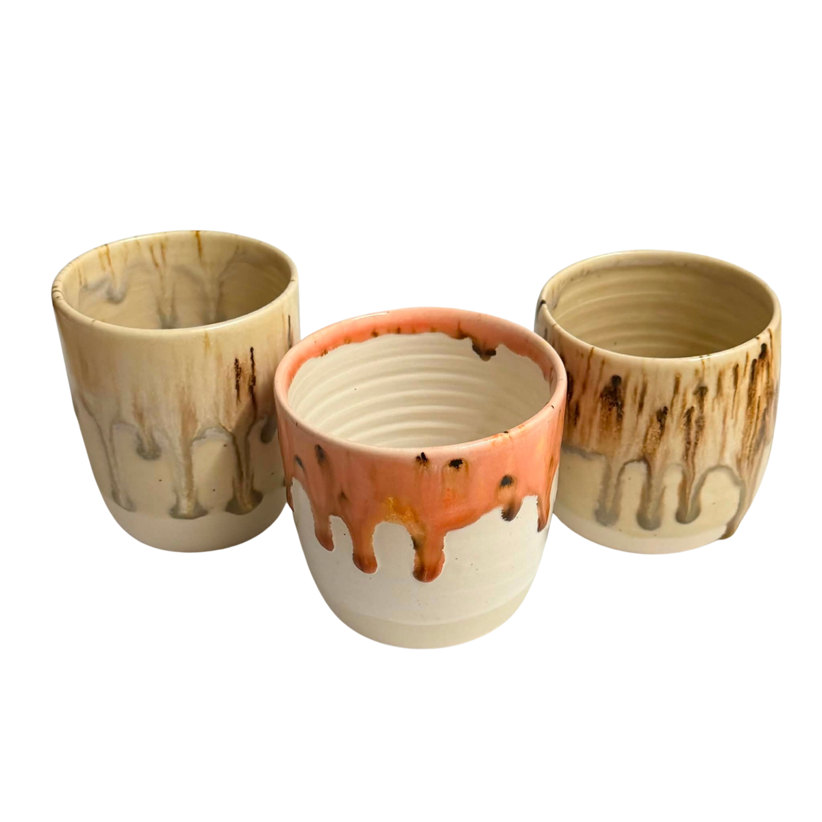 POTTERESS BY ALICIA - Latte Cup White Clay Pink and Brown