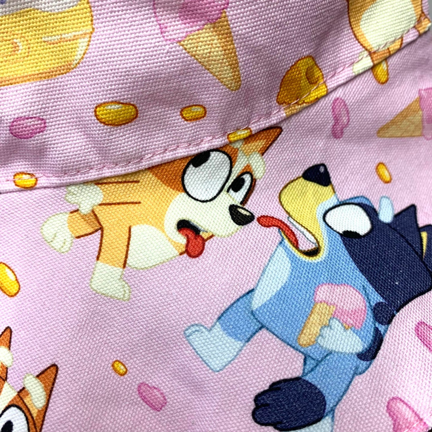 Teacups n Quilts- Bluey Pink With Donuts Fabric Hat- Kids Size Small