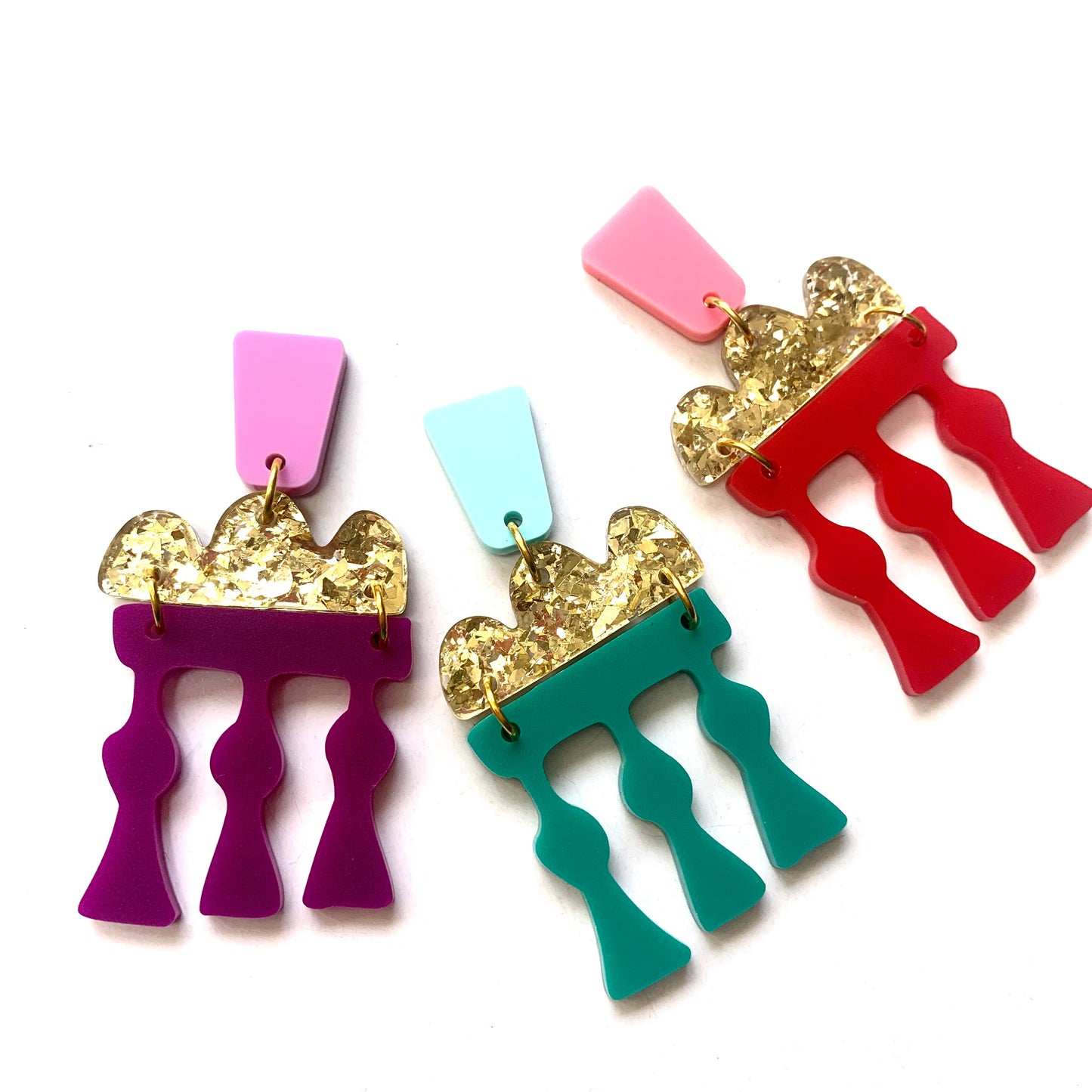 THIS BIRD HAS FLOWN - “Temple Earrings- Purple” STATEMENT DANGLE EARRINGS