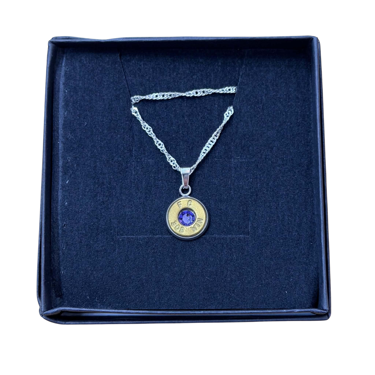 WILD BRASS- Pendant Necklace with Purple Swarovski Crystals