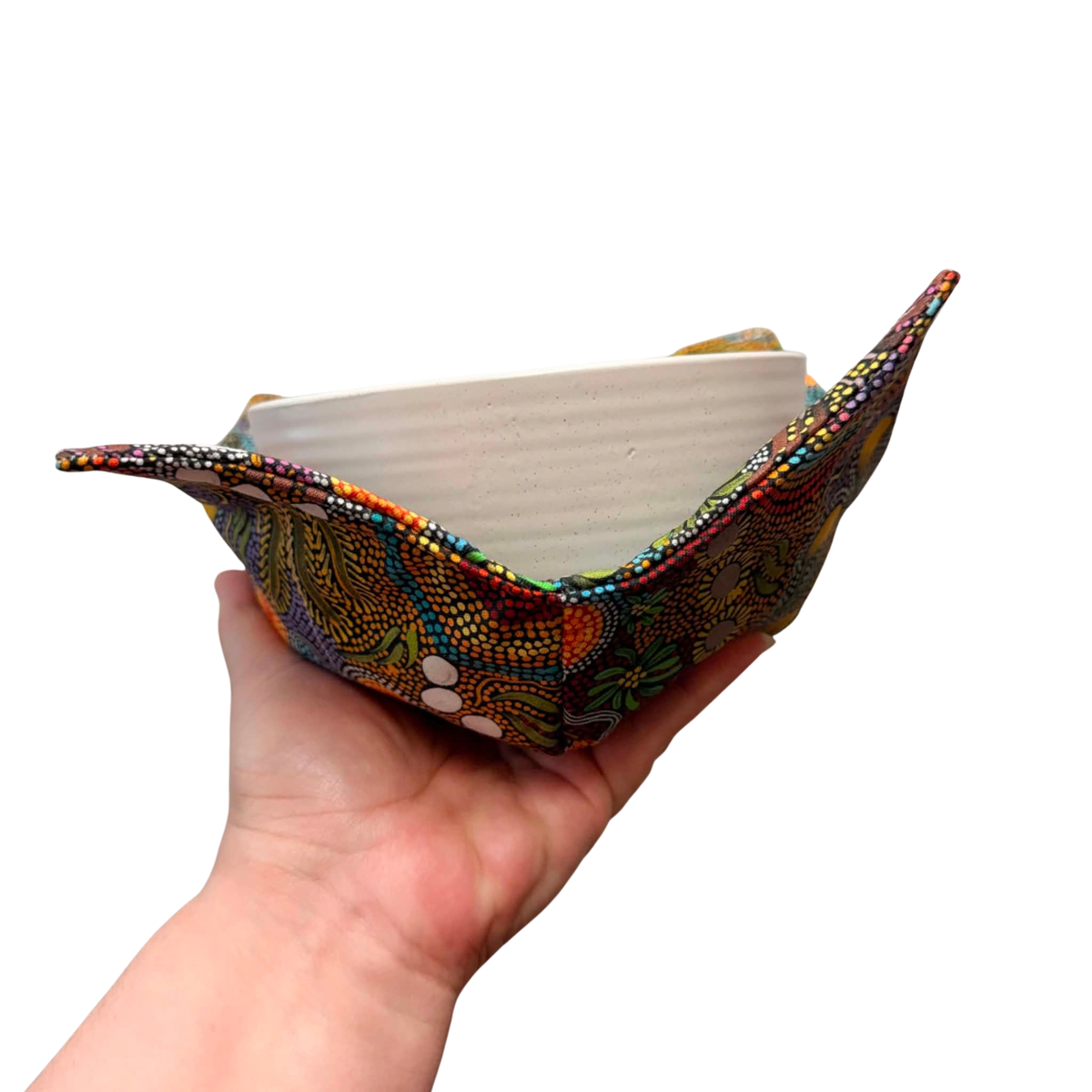 OH SEW ROSY: Bowl Cosies- Budgerigar Dreaming (Warlukurlangu Fabric)