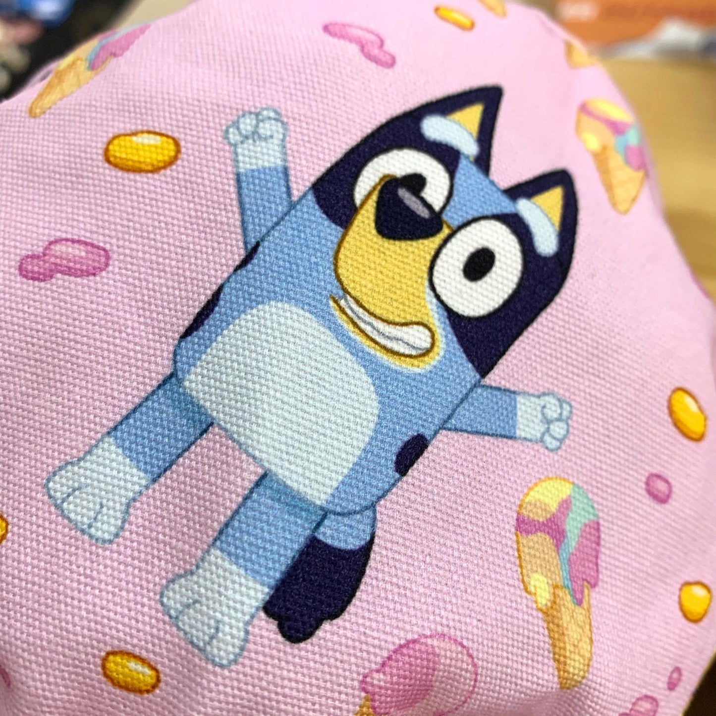 Teacups n Quilts- Bluey Pink With Donuts Fabric Hat- Kids Size Small