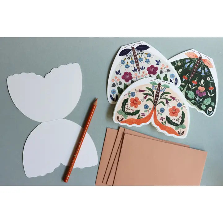 FLORA WAYCOTT - "Pale Magenta Moth" Shaped Greeting Card