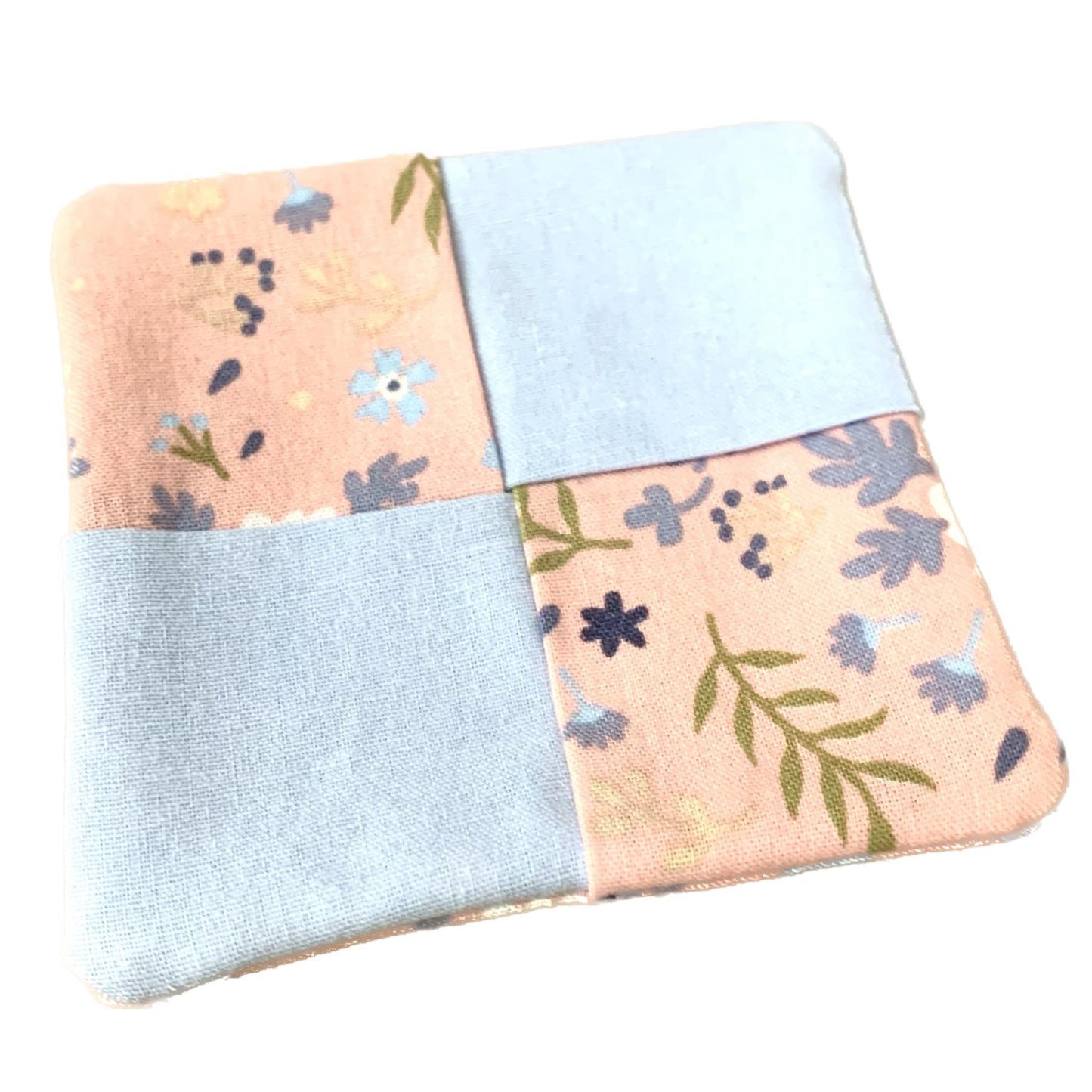 MUMMA WHOOPEE- SINGLE WINE GLASS SLIPPER/COASTERS- Pink & Blue Floral