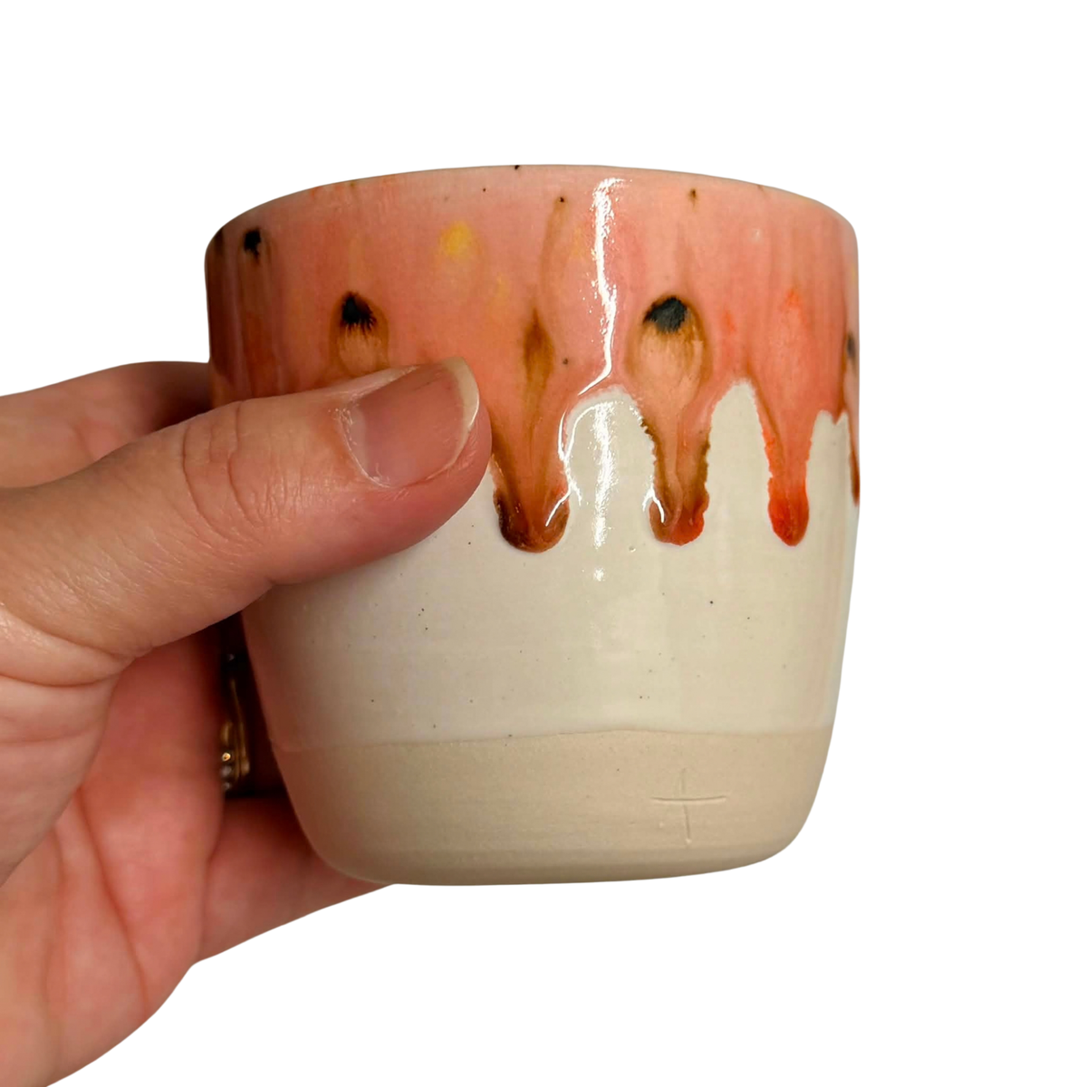 POTTERESS BY ALICIA - Latte Cup White Clay Pink and Brown