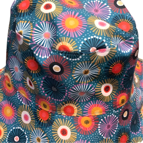 Teacups n Quilts- Teal Gum Blossom Fabric Hat - Adult Size