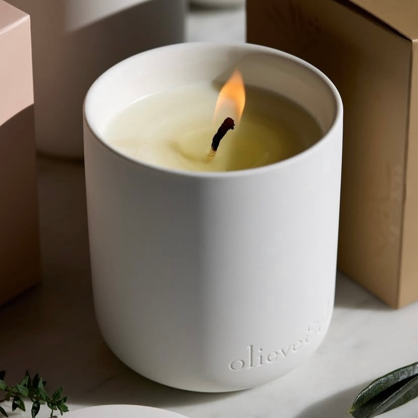 OLIEVE AND OLIE- Olive Leaf & Thyme- Ceramic Candle