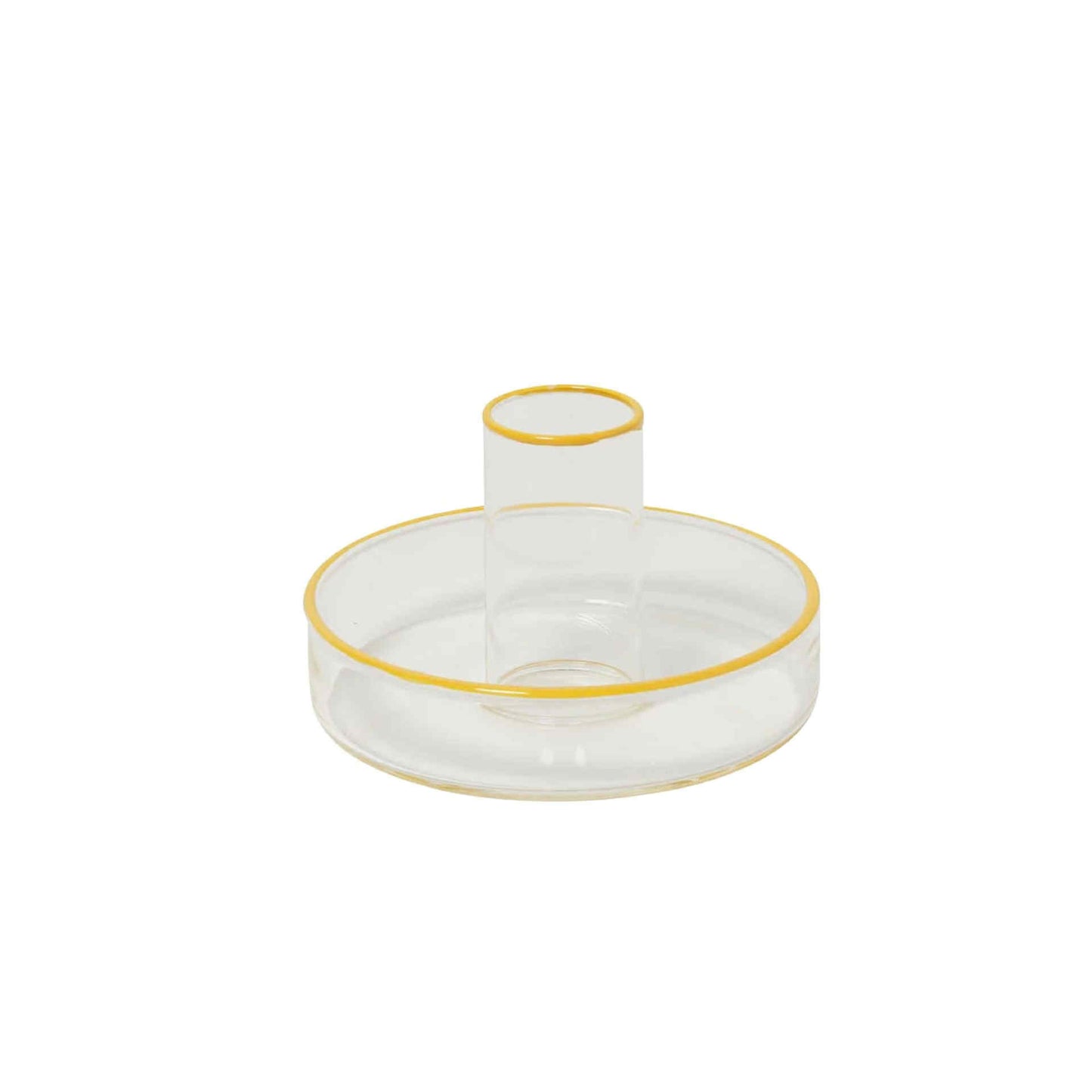 In The Roundhouse - Glass Taper Candle Holder Yellow