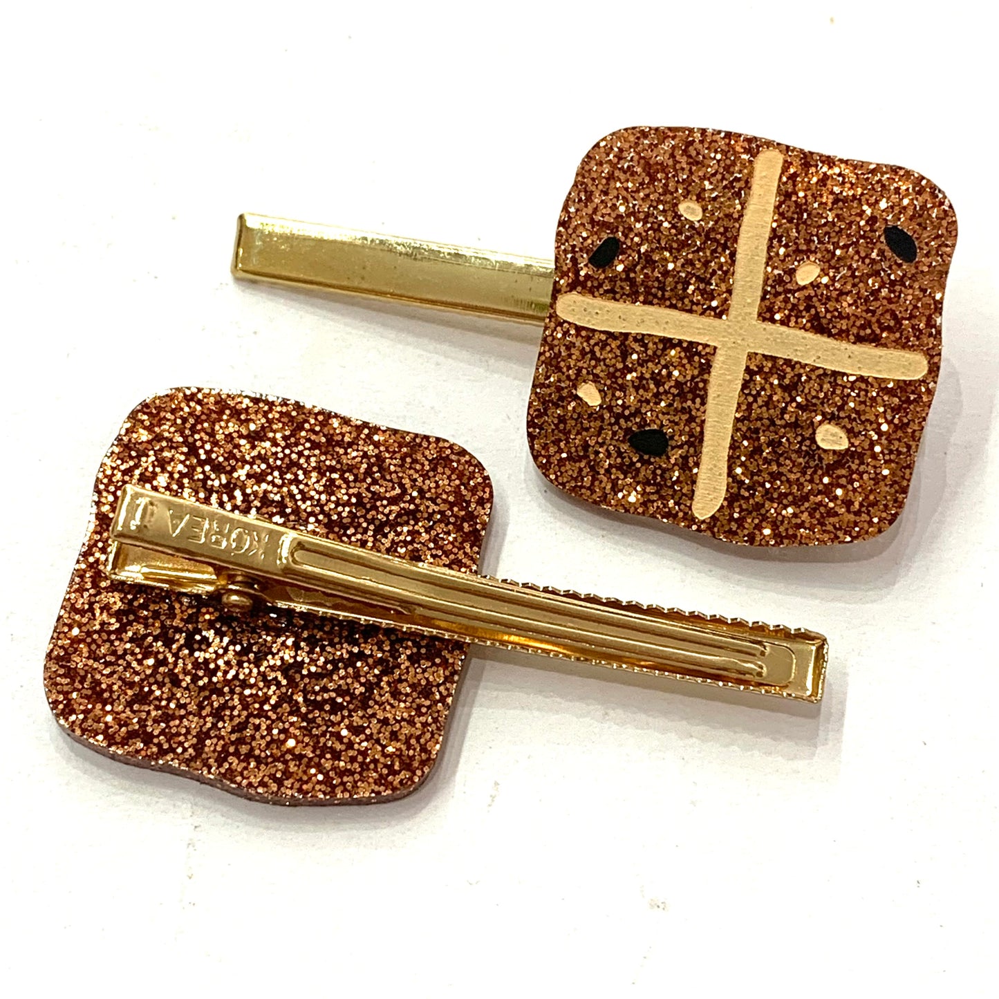 MAKIN' WHOOPEE - "Hot Cross Bun" Hair Clip - Copper Glitter