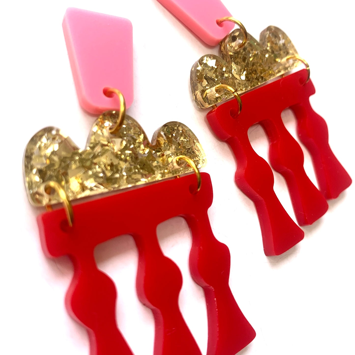 THIS BIRD HAS FLOWN - “Temple Earrings- Red” STATEMENT DANGLE EARRINGS