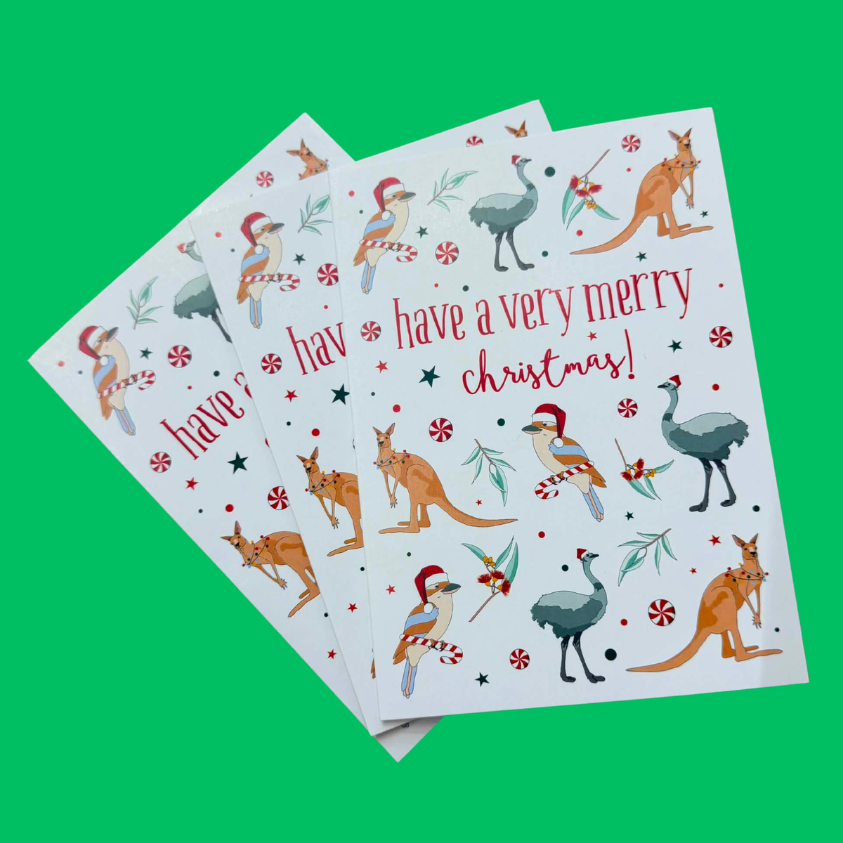 CANDLEBARK CREATIONS - "Aussie Christmas Friends" Australiana - 8 Pack of Cards
