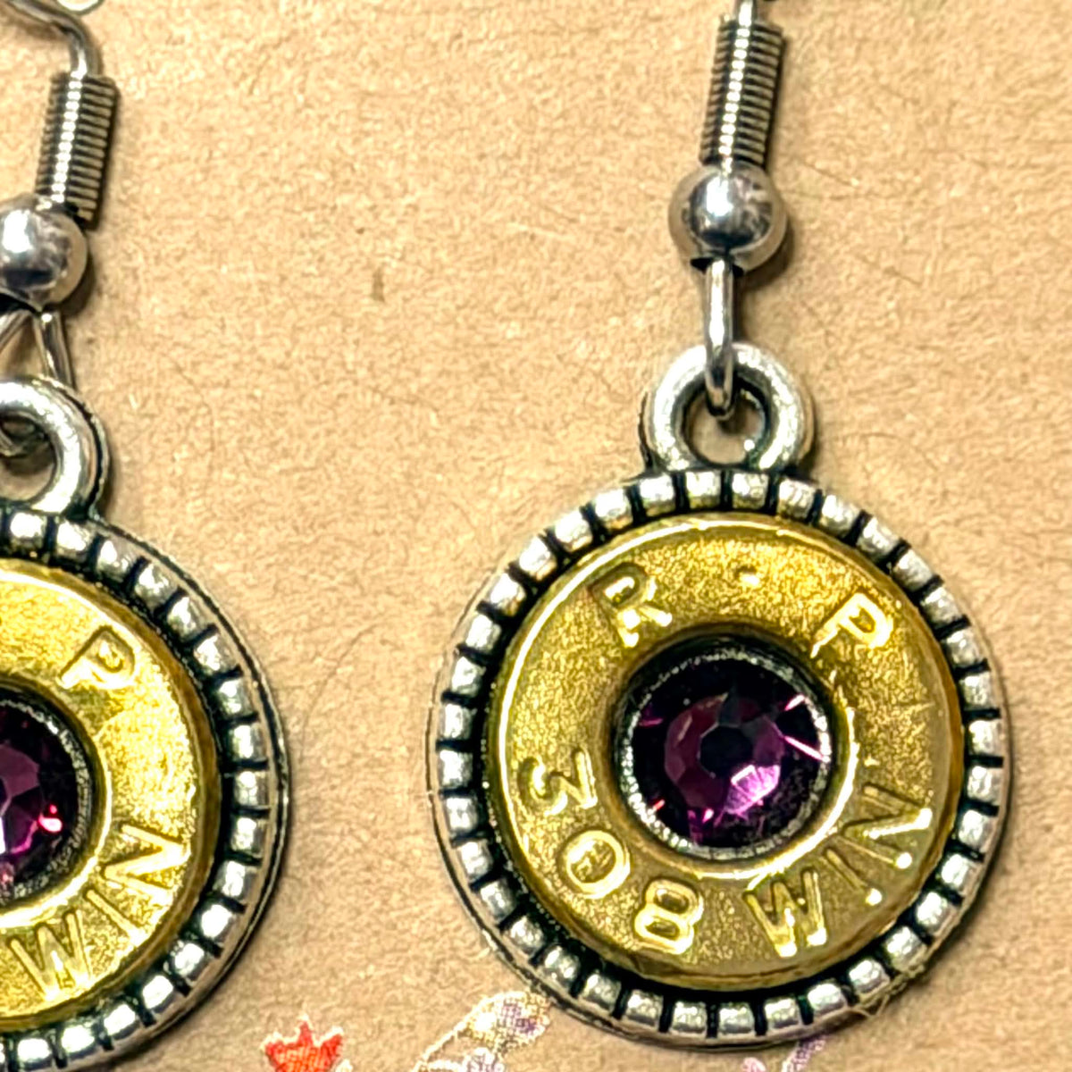 WILD BRASS- Round Drops- Wine Swarovski Crystal
