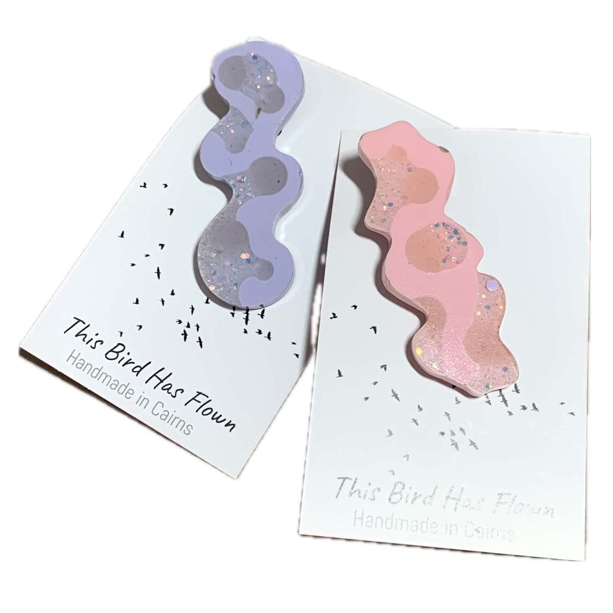 THIS BIRD HAS FLOWN - Lavender Squiggles - Large Acrylic Alligator Hair Clip