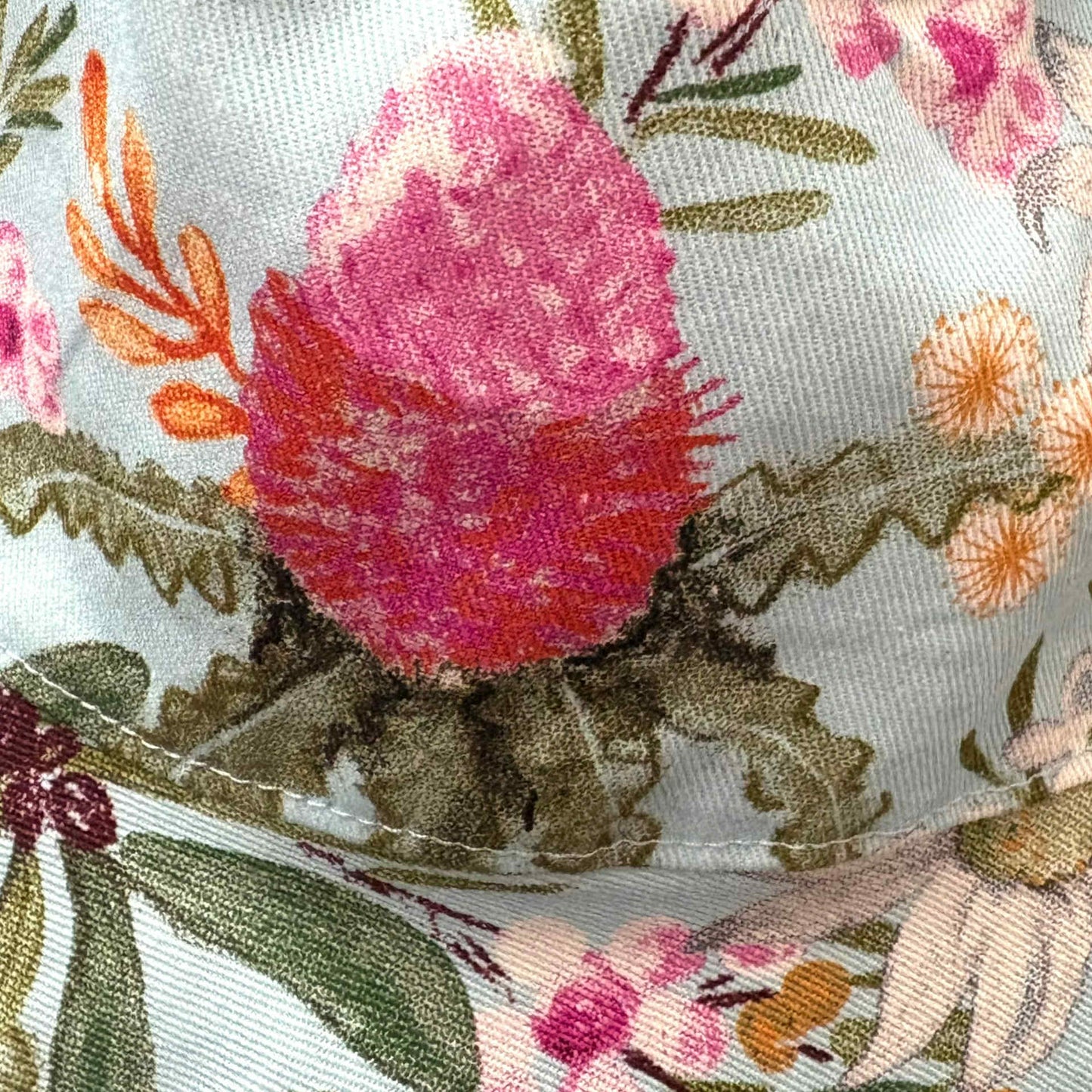 Teacups n Quilts- Blue Possum and Banksia Fabric Hat- Adult Size 58cm