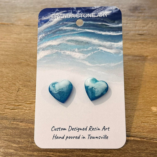 BRENDA STONE ART - Ocean Heart Stud Earrings 2