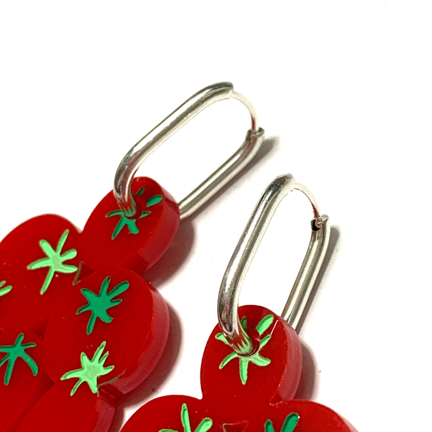 THIS BIRD HAS FLOWN - “Med Earrings- Tomatoes” HUGGIE HOOP CHARM EARRINGS