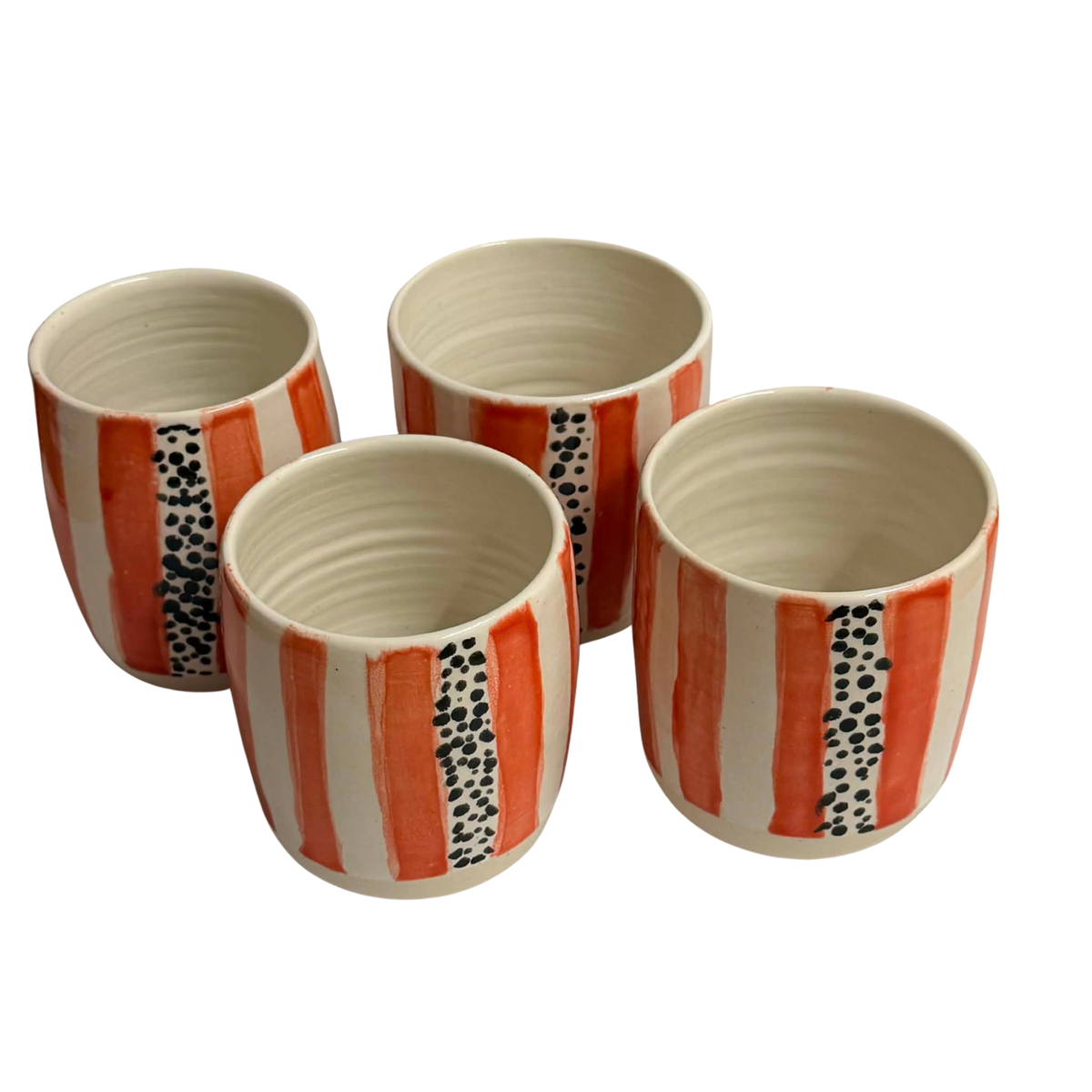 POTTERESS BY ALICIA - Spots and Stripes Cups - Pink and Black Glaze