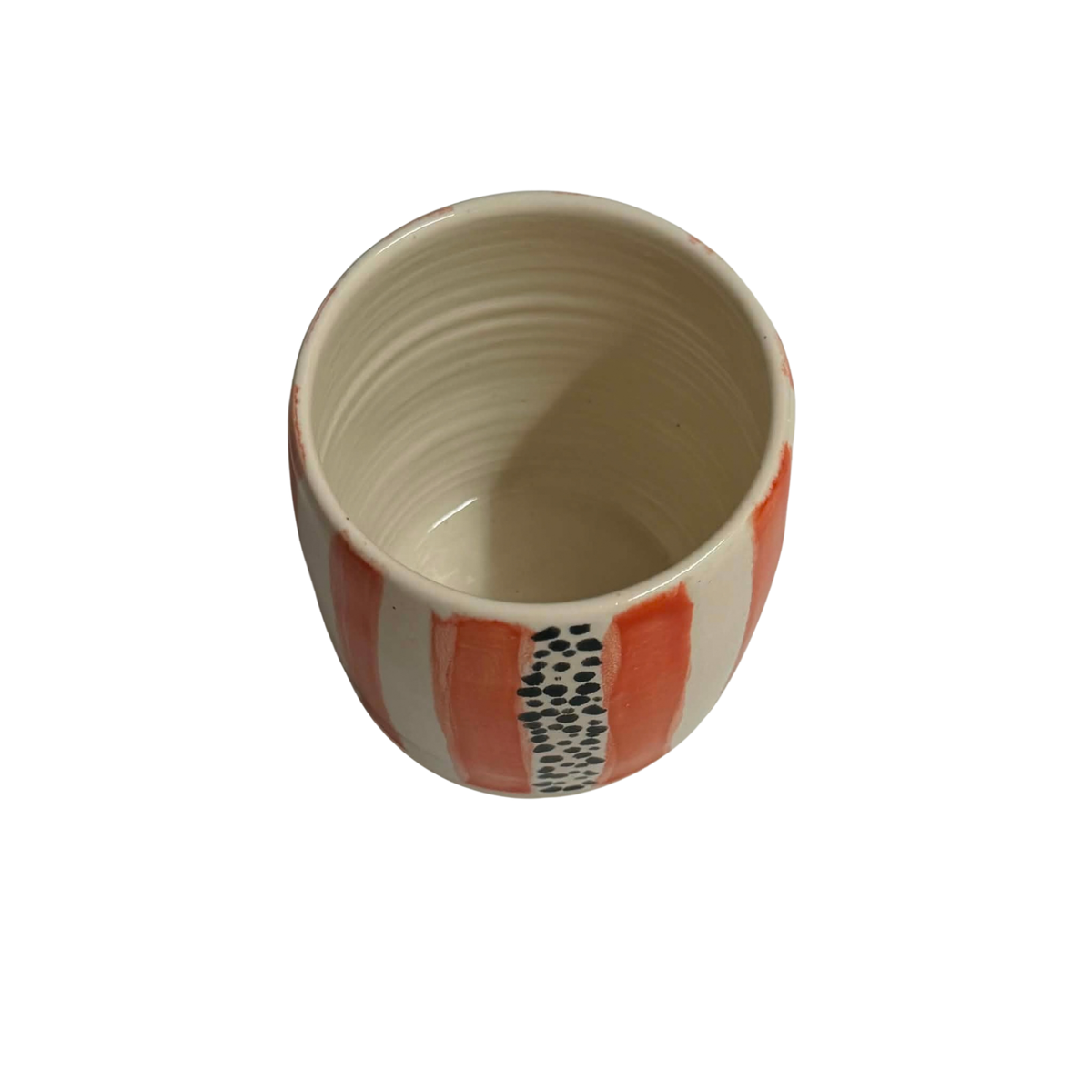 POTTERESS BY ALICIA - Spots and Stripes Cups - Pink and Black Glaze