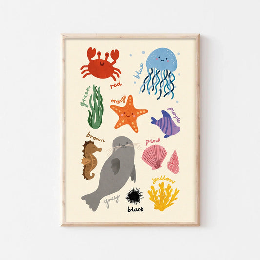 LAUREN SISSONS STUDIO- Colours Underwater Print - A3 Educational Kid's Wall Art