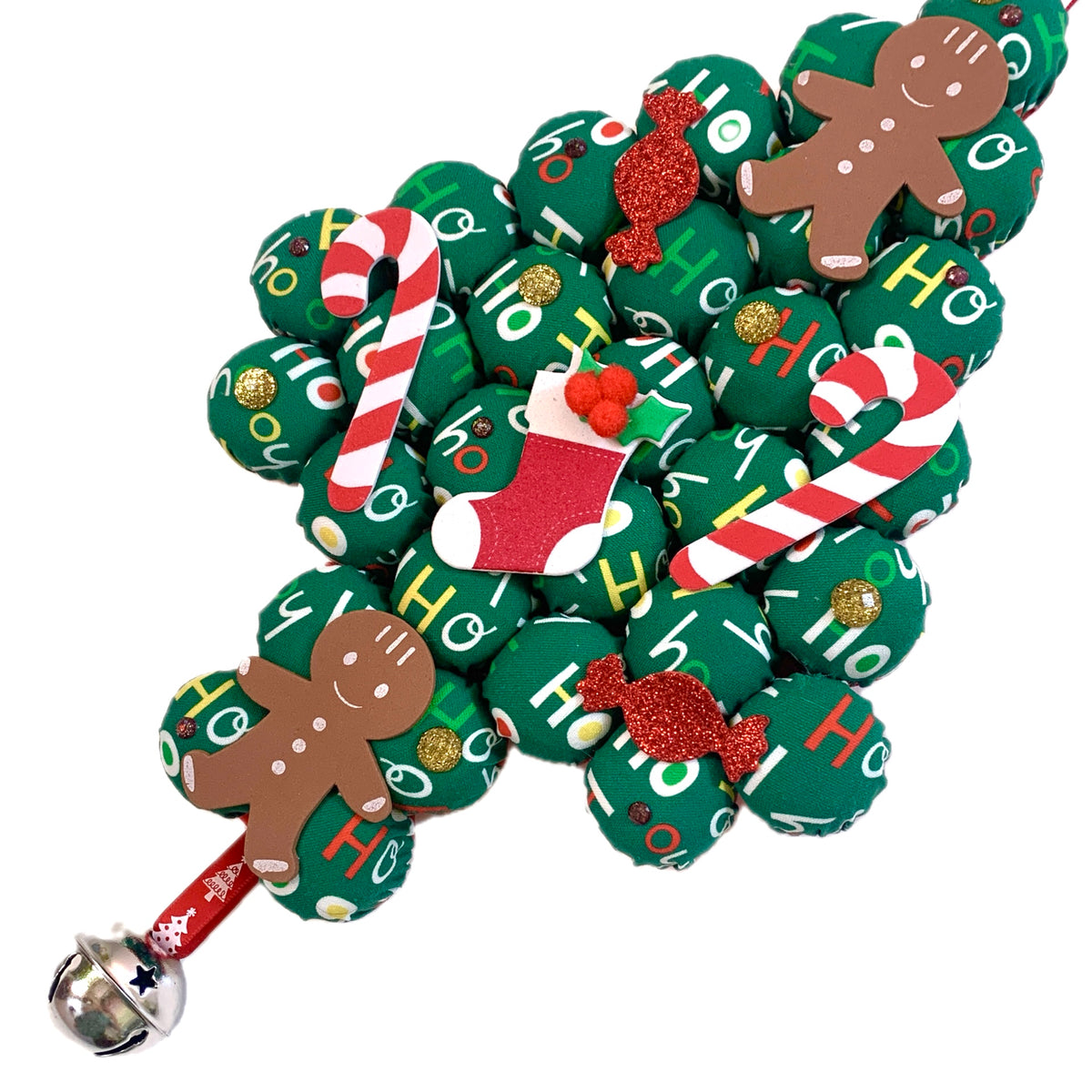 MUMMA WHOOPEE- "HO HO HO TREE"- SMALL BOTTLE TOP CHRISTMAS TREE WALL HANGING