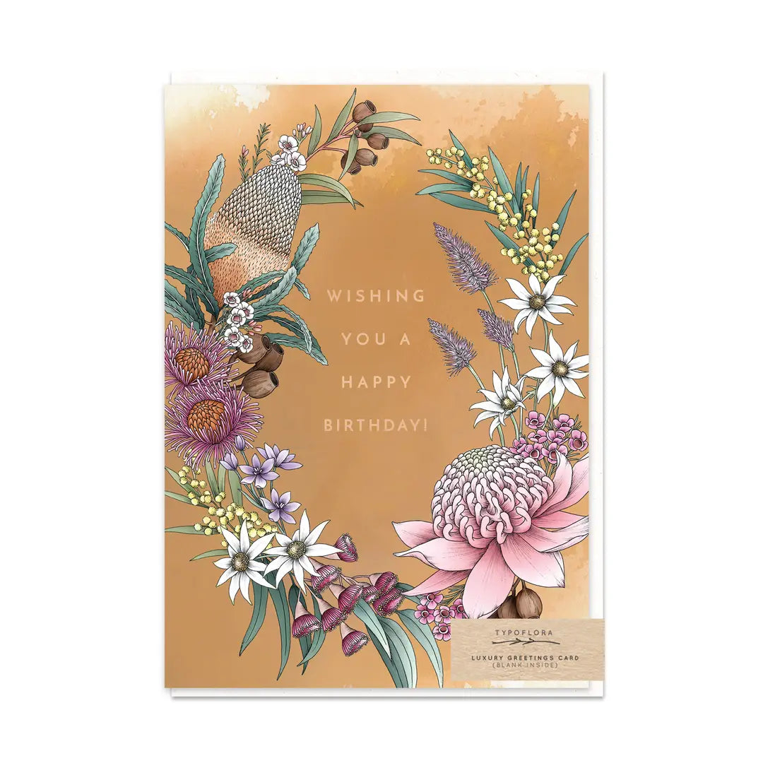 TYPOFLORA - "Wild Natives" BIRTHDAY GREETING CARD