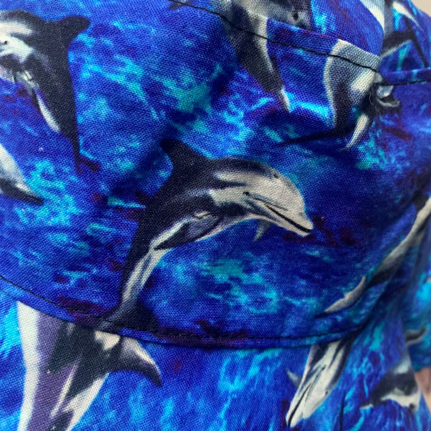Teacups n Quilts- Dolphins Fabric Hat - Adult Size