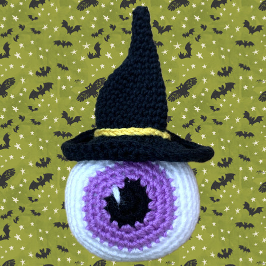 BEAKNITS- "PURPLE EYEBALL"- CROCHETED HALLOWEEN TOY/DECORATION
