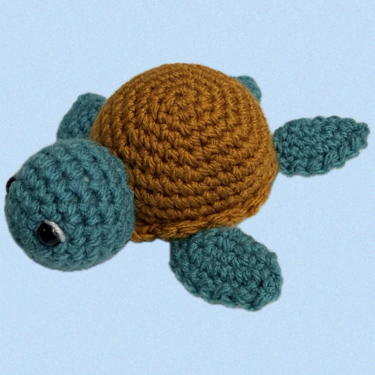 BEAKNITS-Crocheted Turtle - Rust Shell (sage)