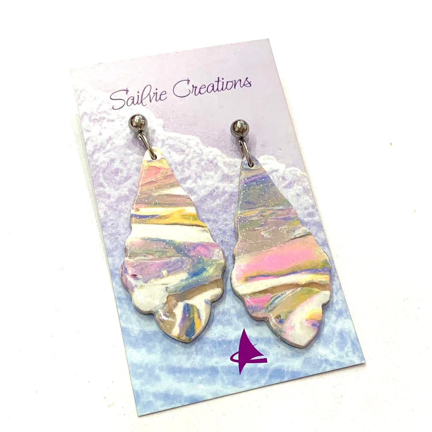 Sailvie Creations - Pina Colada Scalloped Ball Stud Dangle Earrings