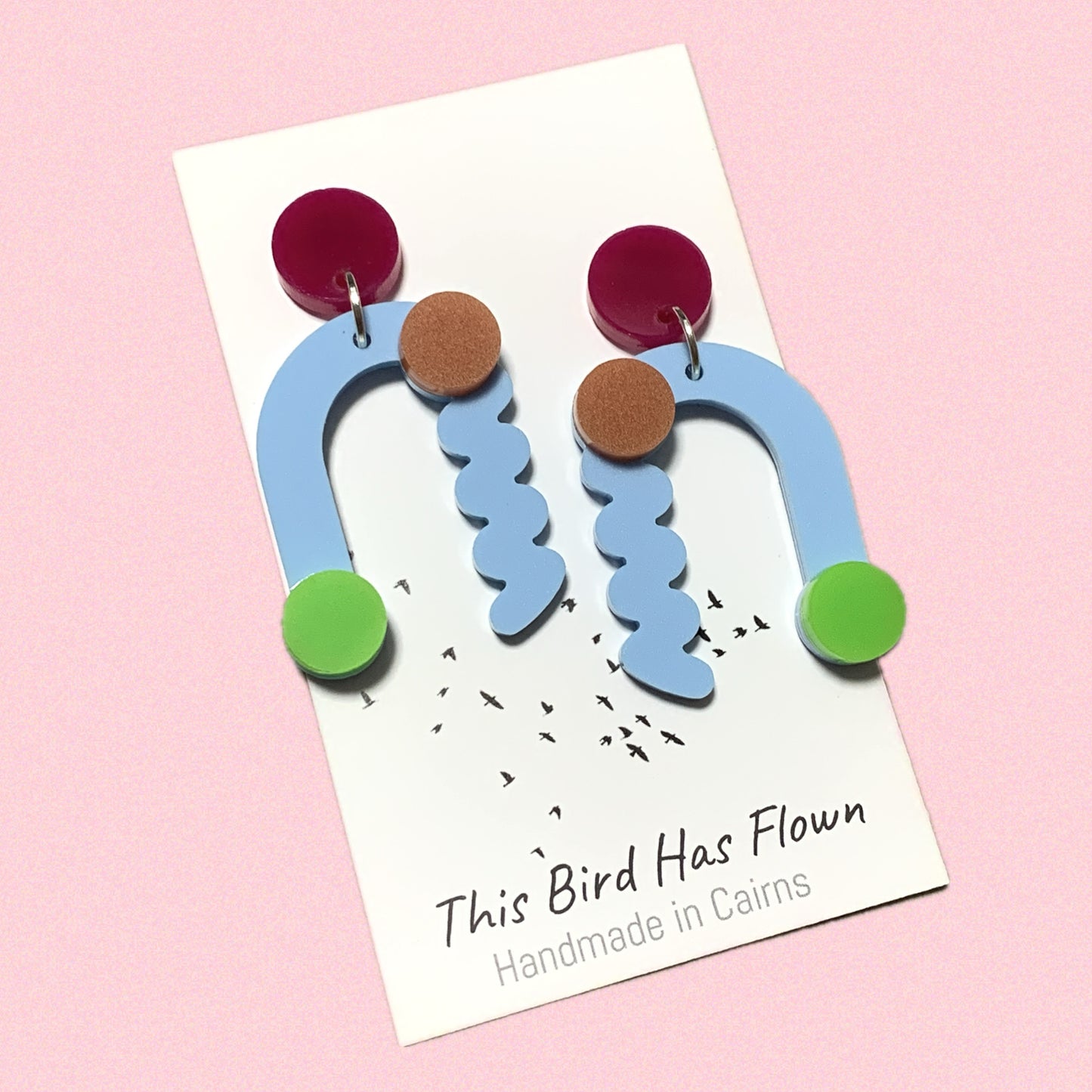 THIS BIRD HAS FLOWN - “Memphis- Blue” DANGLE EARRINGS