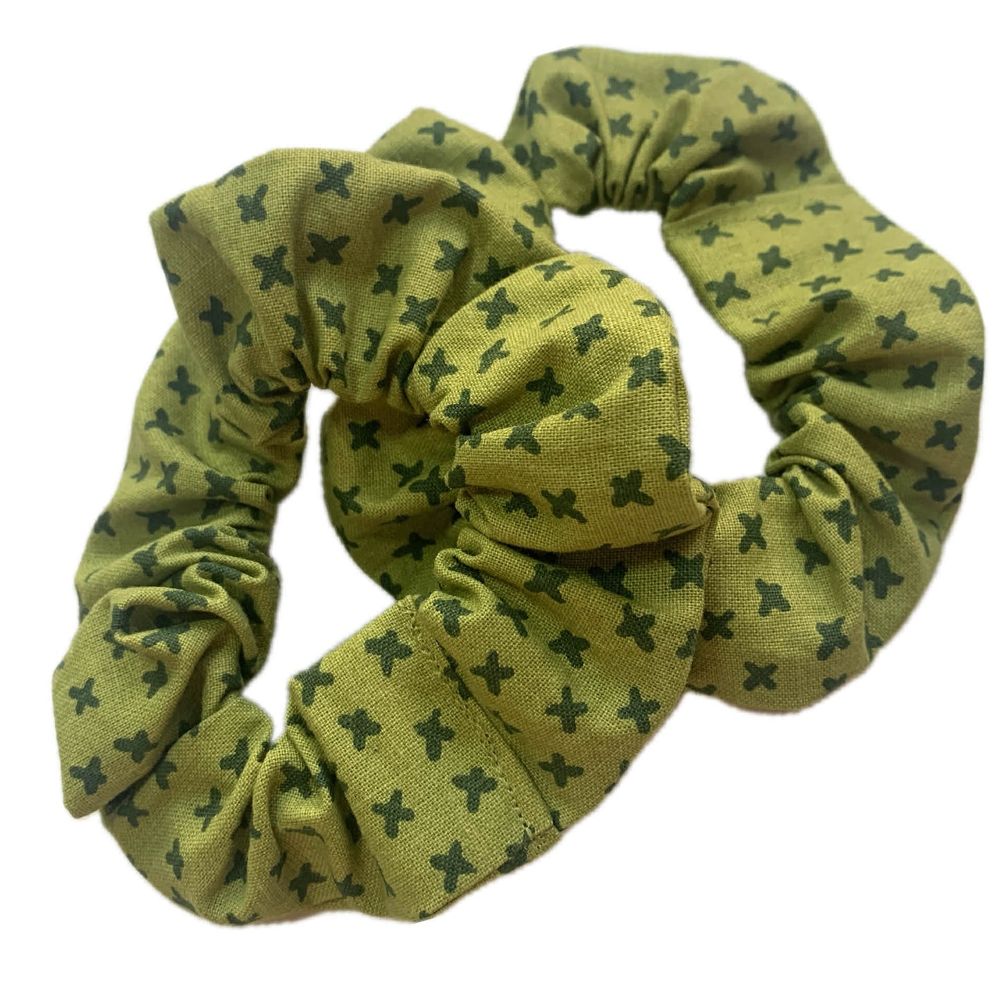 MUMMA WHOOPEE - "Green Crosses" REGULAR SCRUNCHIE