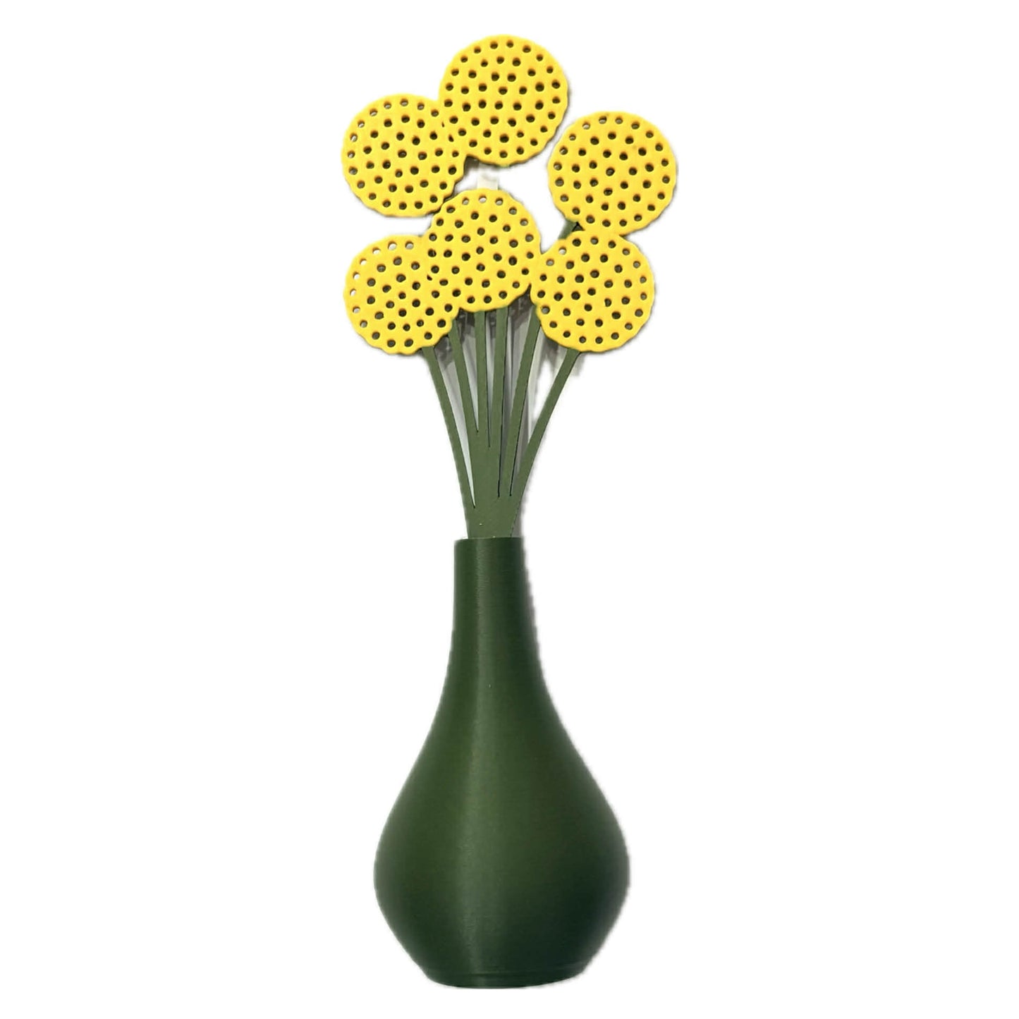 DWAYNSKI.3D - BILLY BUTTONS BLOOMS - MAGNETIC BUD VASE WITH PRINTED FLOWER STEM