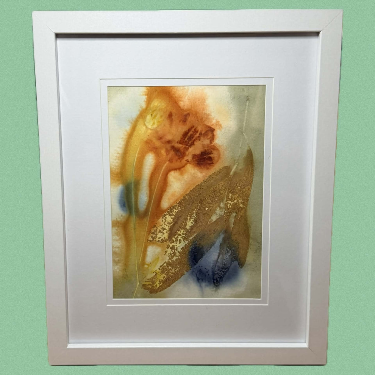 WILD BRASS- "FLOWERS LEAVES AND BERRIES"- BOTANICAL ECO DYED PAPER FRAMED ARTWORK