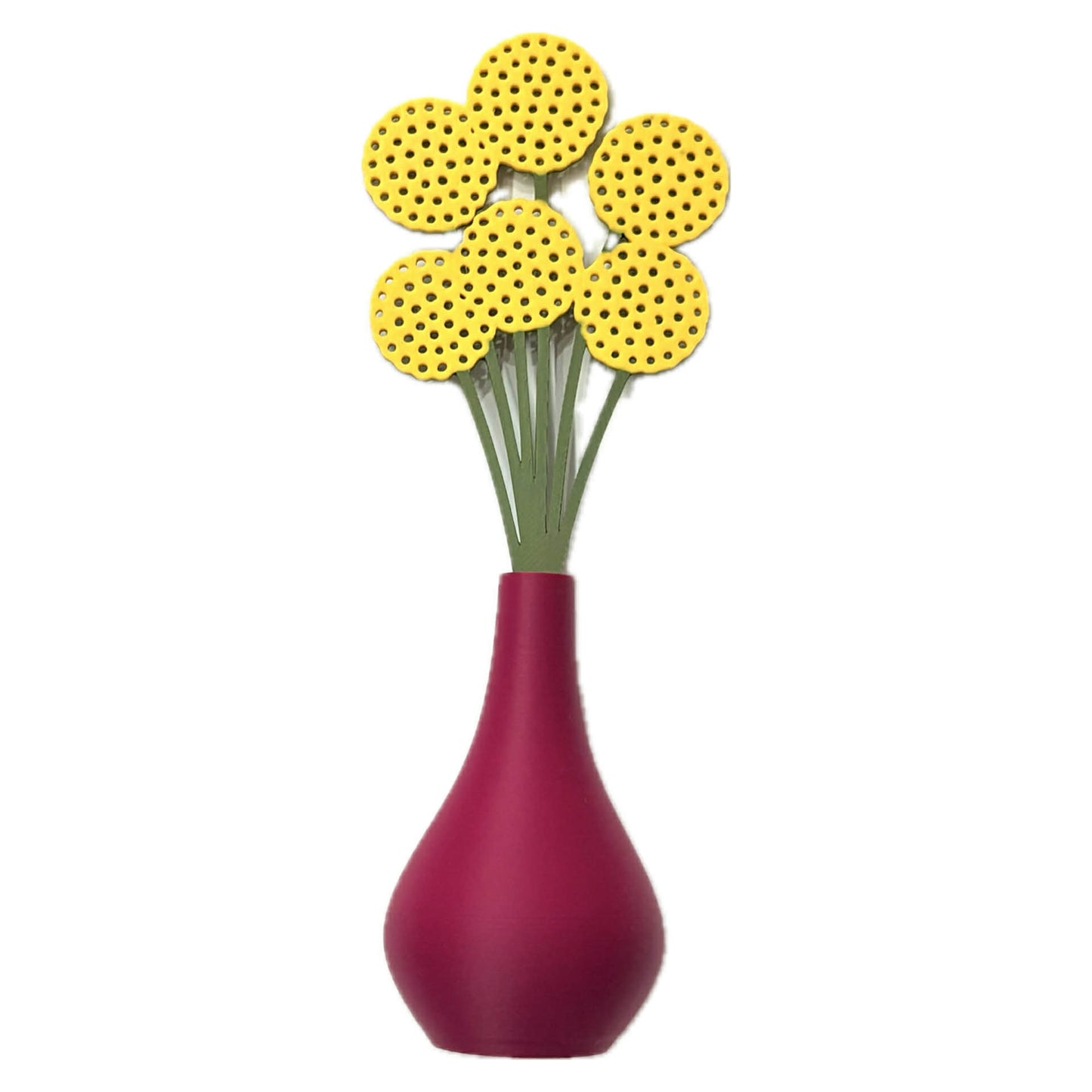 DWAYNSKI.3D - BILLY BUTTONS BLOOMS - MAGNETIC BUD VASE WITH PRINTED FLOWER STEM