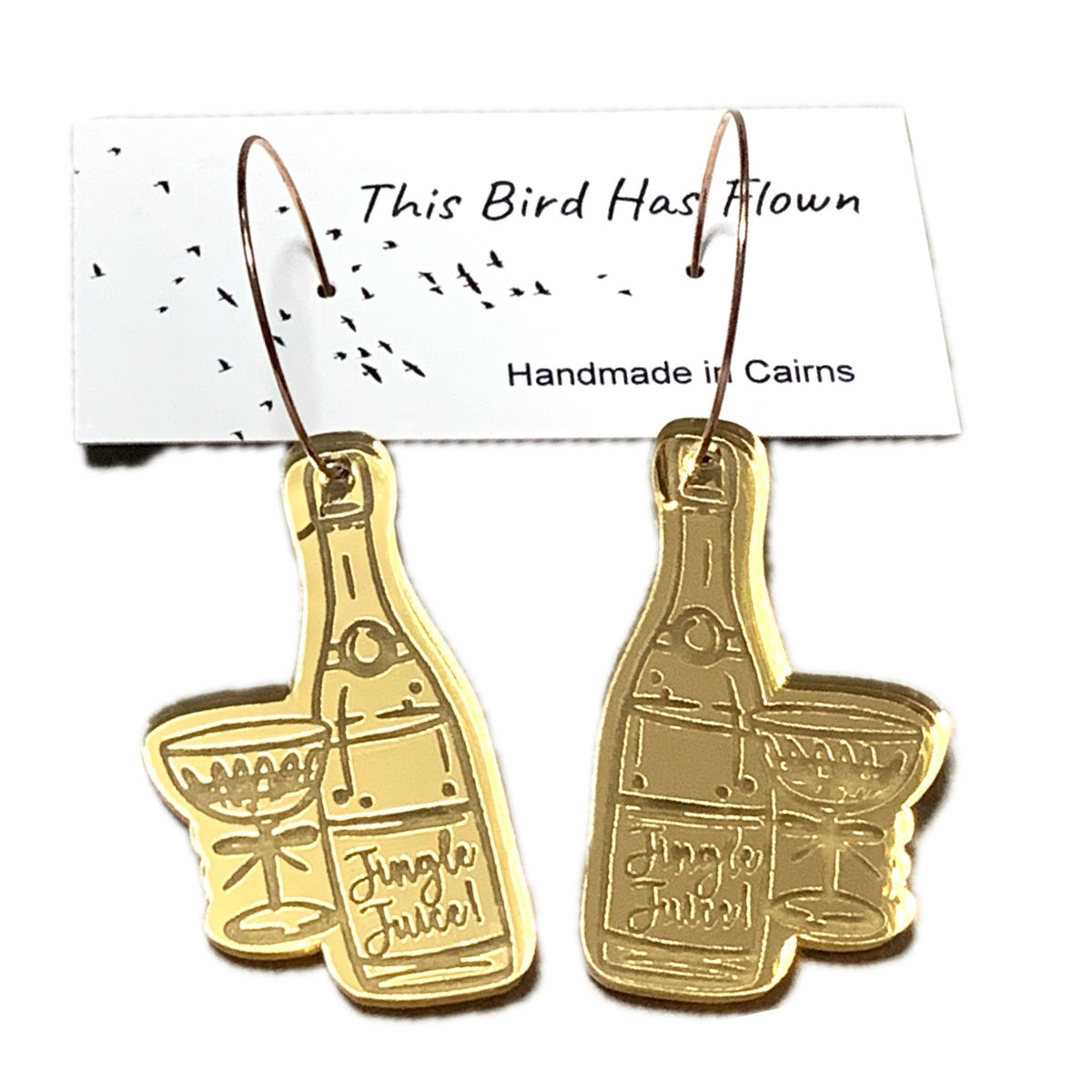 THIS BIRD HAS FLOWN - “JINGLE JUICE” CHRISTMAS HOOP DANGLES
