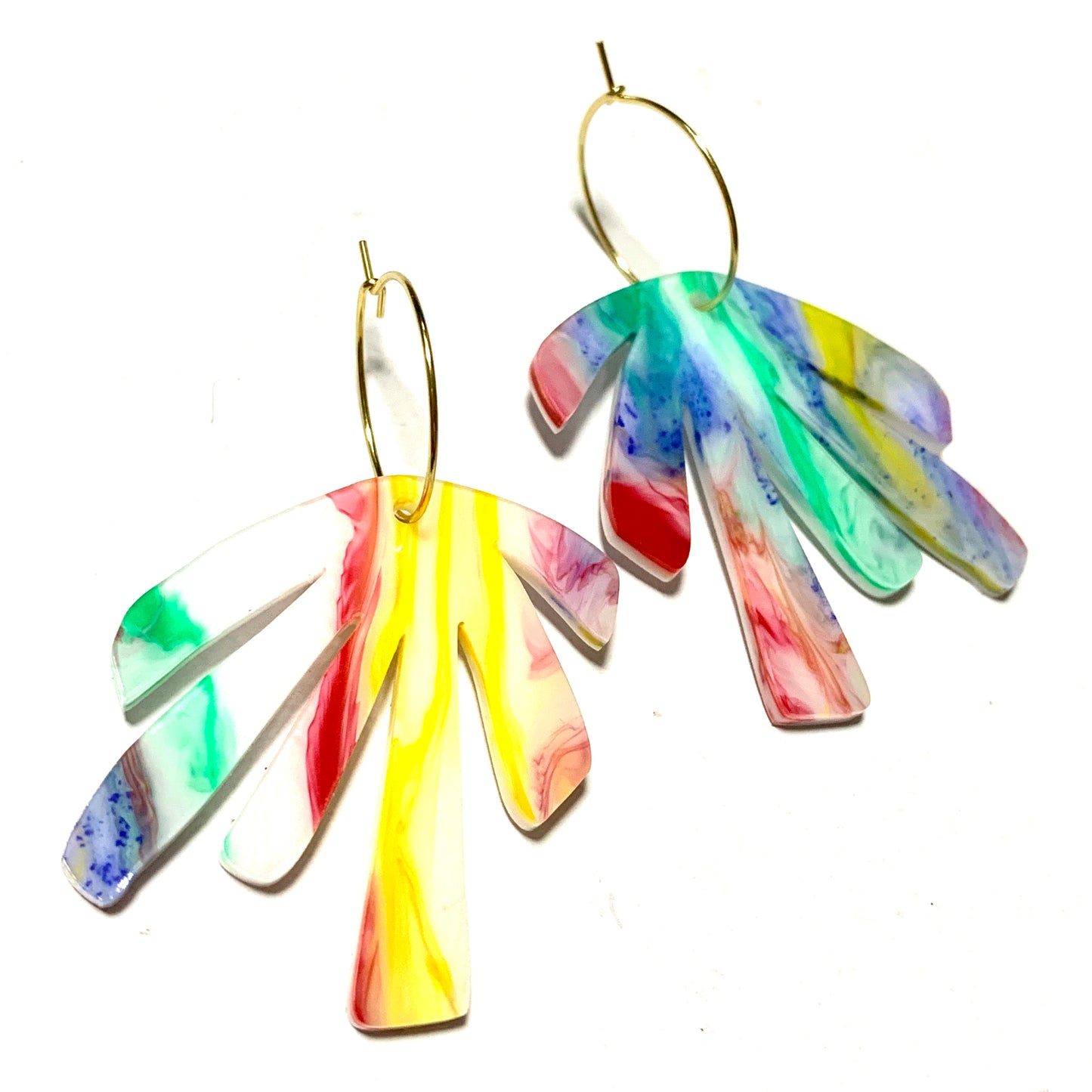 THIS BIRD HAS FLOWN - “Marble Bursts” HOOP DANGLE EARRINGS