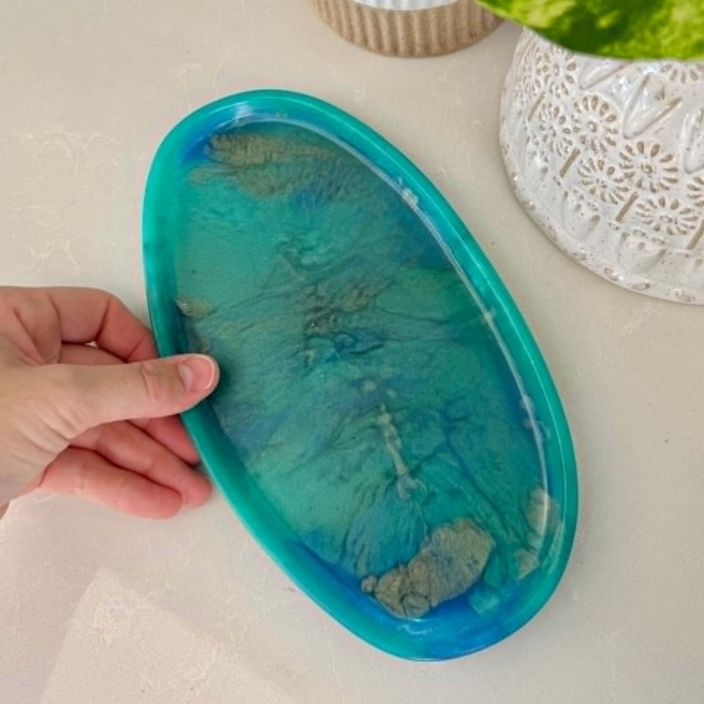 BRENDA STONE ART - Large Oval Ocean Tray 1 - Reef