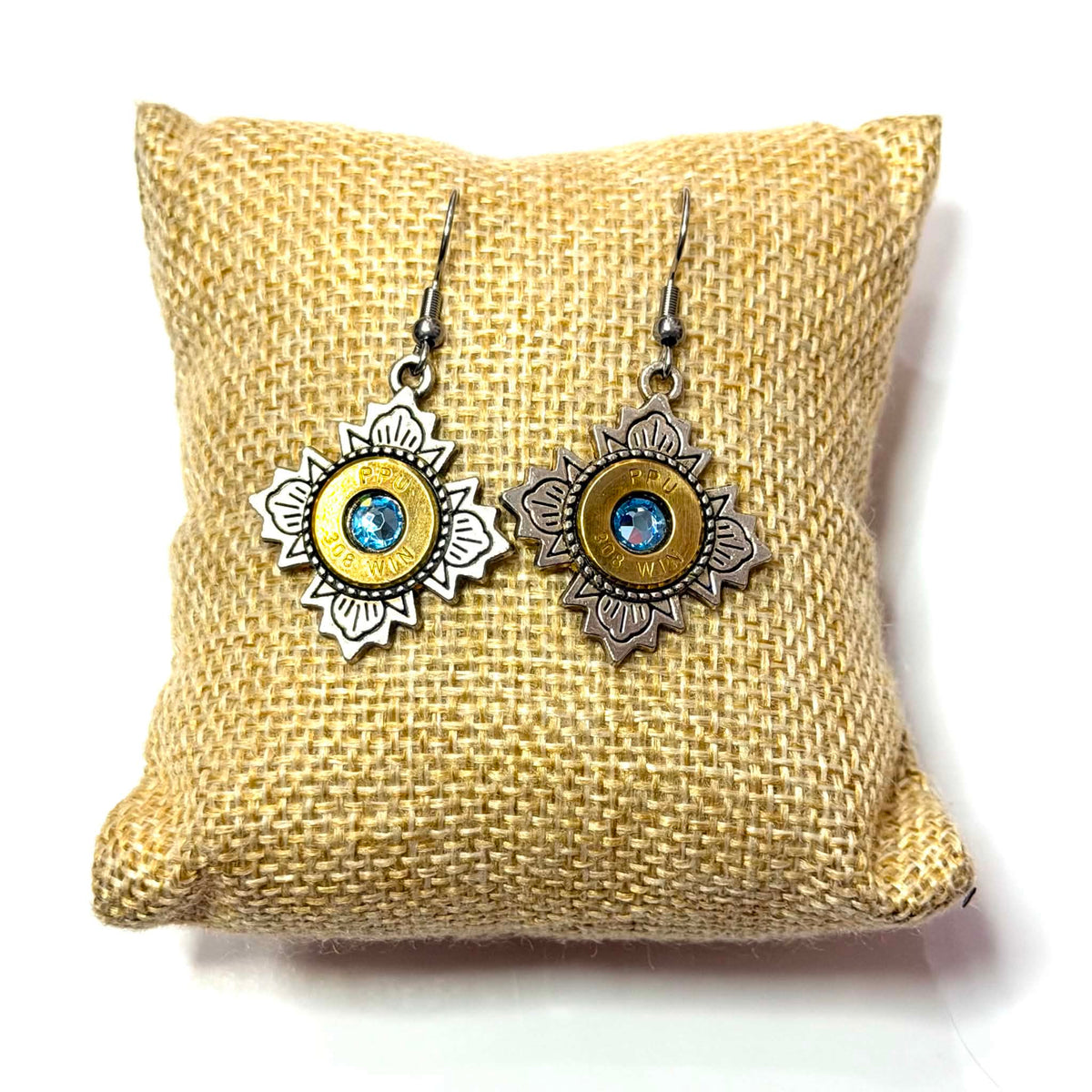 WILD BRASS- Aztec Cross Drops- Light Blue Swarovski Crystal