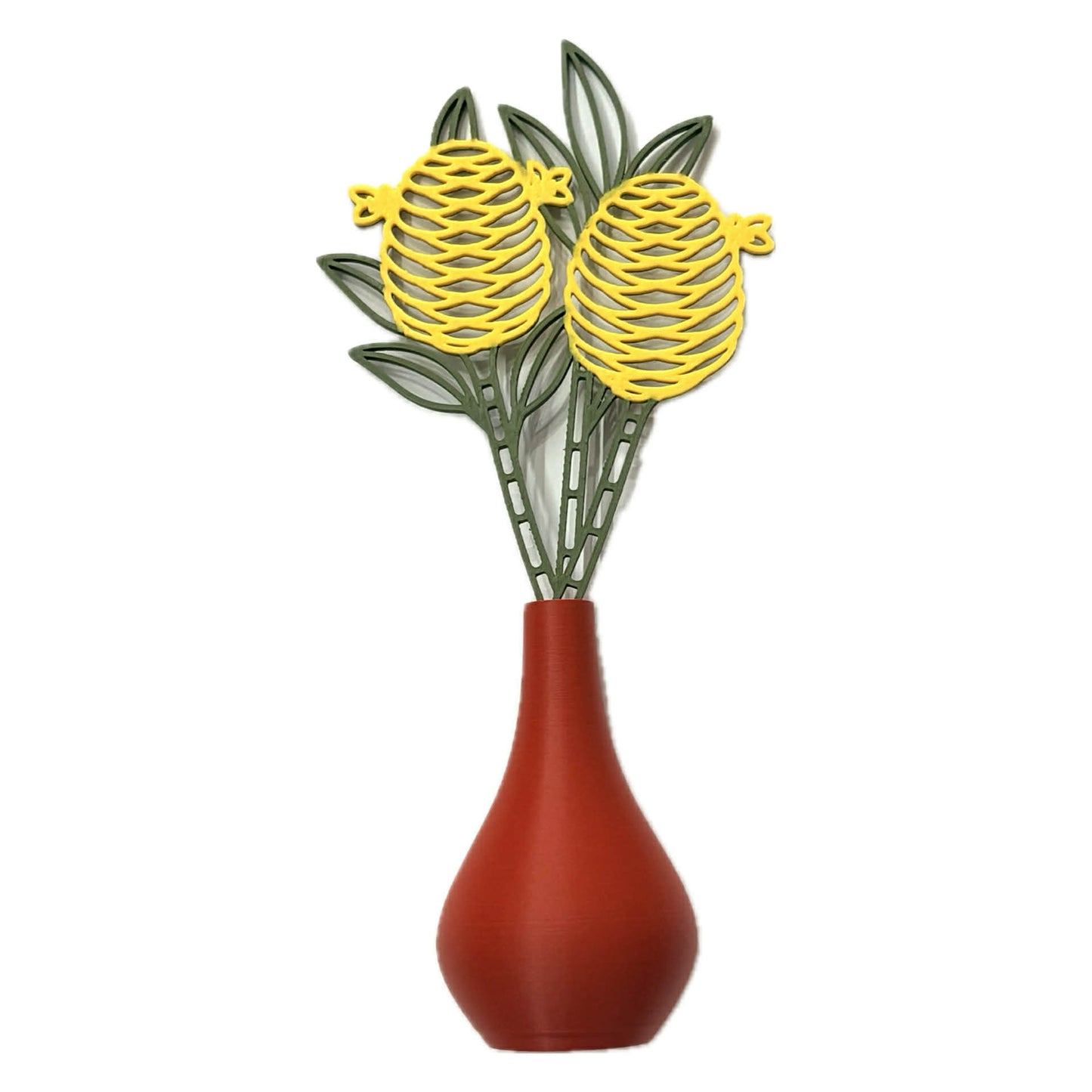 DWAYNSKI.3D - YELLOW GINGER BLOOMS - MAGNETIC BUD VASE WITH PRINTED FLOWER STEM