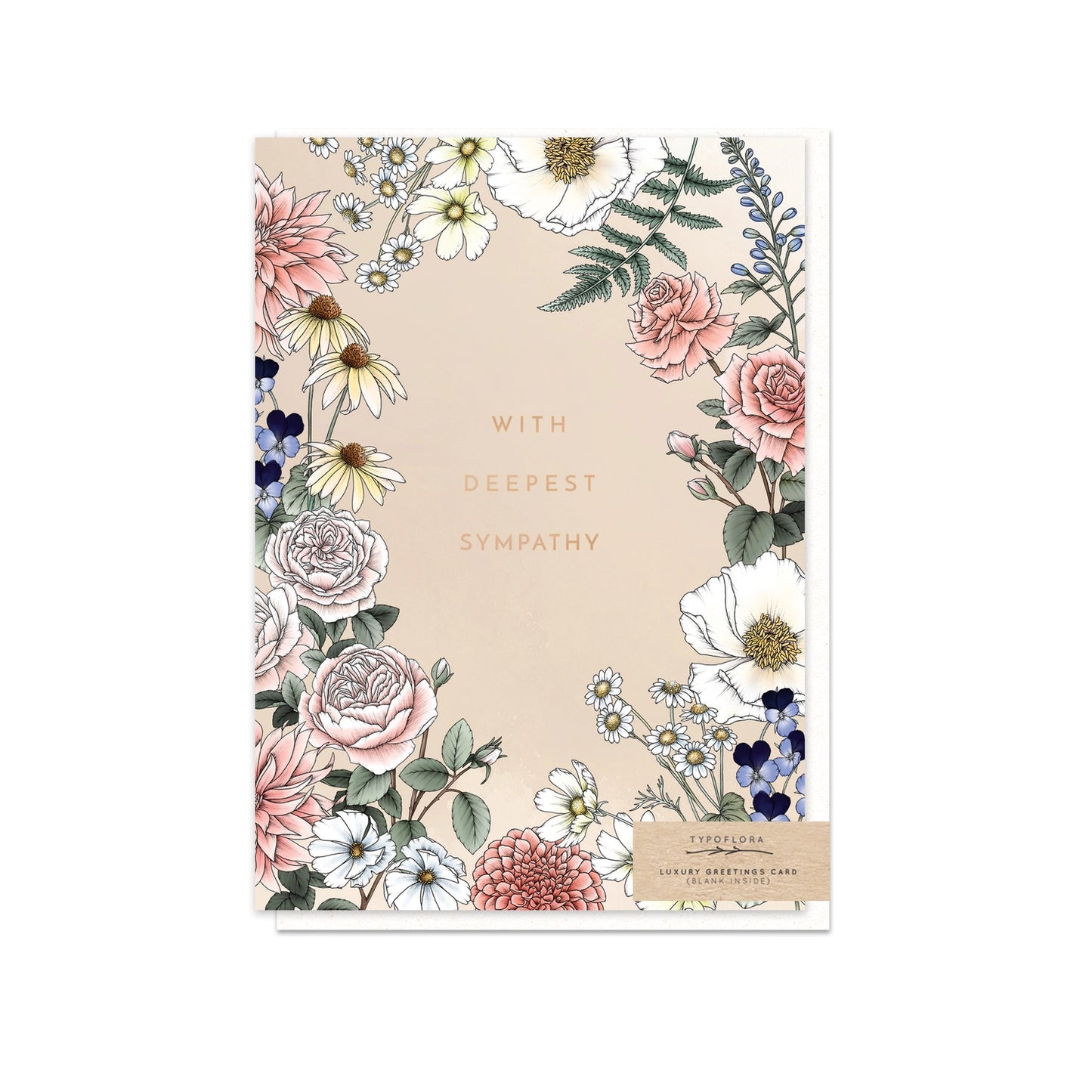 TYPOFLORA - "Roses" Sympathy GREETING CARD