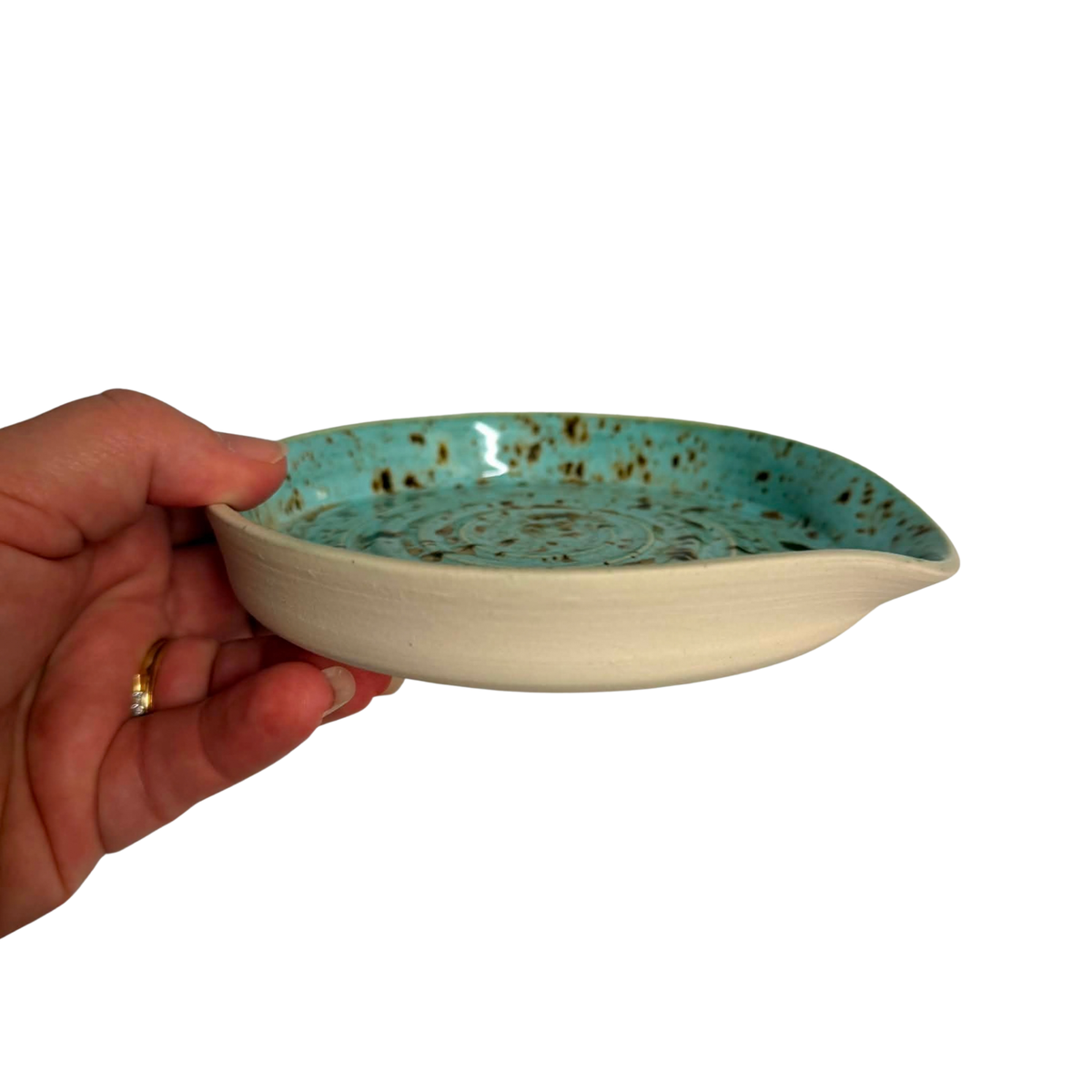 POTTERESS BY ALICIA - Spoon Rest - Blue/Green Speckled Swirl