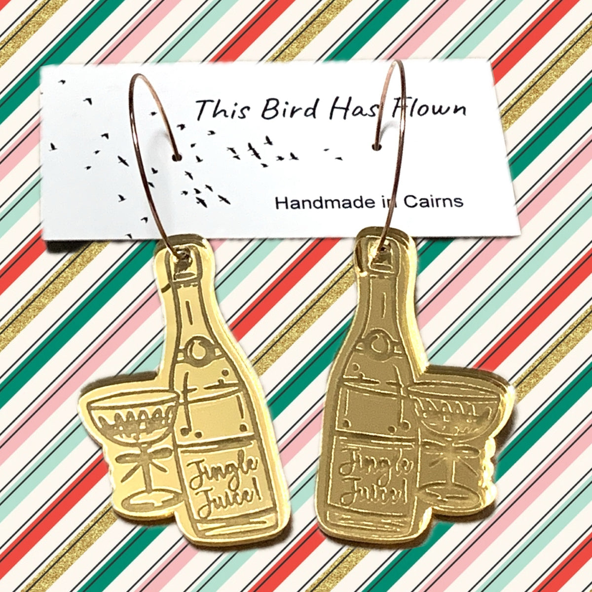 THIS BIRD HAS FLOWN - “JINGLE JUICE” CHRISTMAS HOOP DANGLES