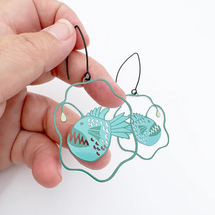 DENZ & CO - Anglerfish Earrings in Teal & Mint