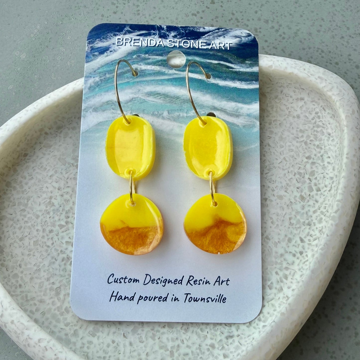 BRENDA STONE ART - Colourful Double Drops Hoop Earrings 2