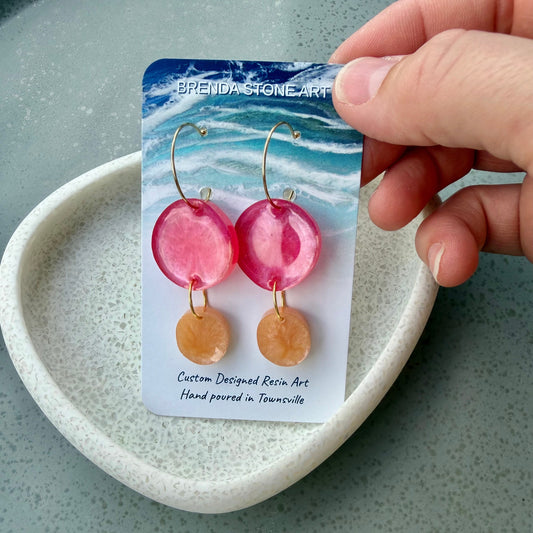 BRENDA STONE ART - Colourful Double Drops Hoop Earrings 1
