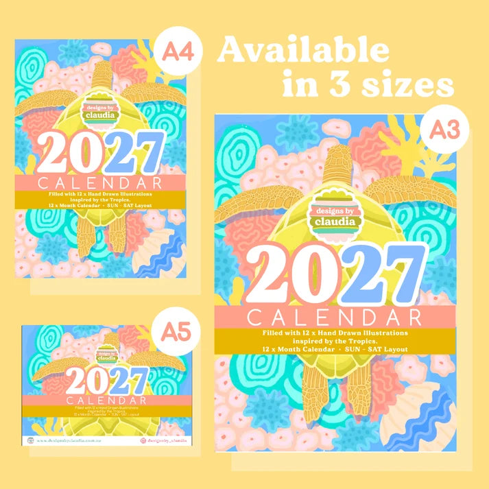 DESIGNS BY CLAUDIA - 2027 A4 WALL CALENDAR