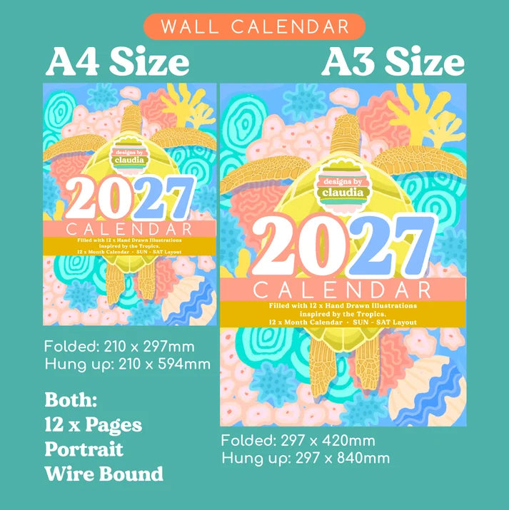 DESIGNS BY CLAUDIA - 2027 A4 WALL CALENDAR