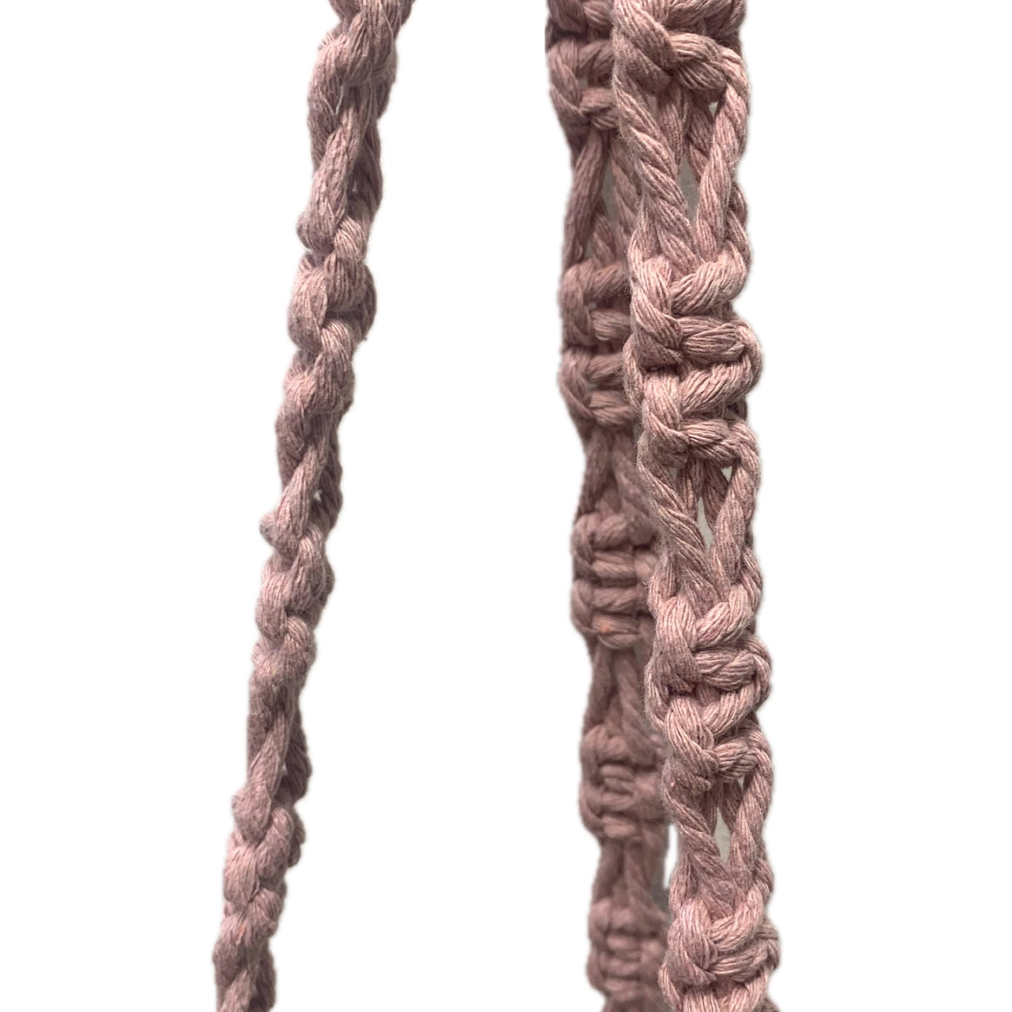 THIS BIRD HAS FLOWN - Macrame Pot Holder- Mauve Interrupted Weave with Pot